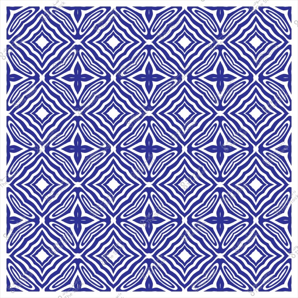 Decorative pattern with repeated geometric shapes in blue and white.