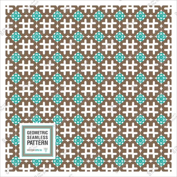 نمط هندسي متكرر يحتوي على أشكال بنية وبيضاء مع تفاصيل زرقاء.