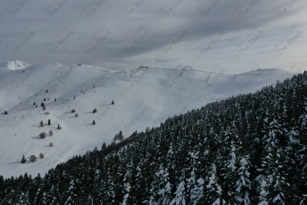 Aerial image of a frozen mountain  in Turkey