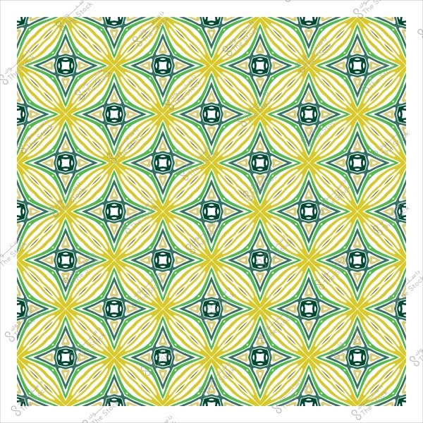 نمط زخرفي هندسي بتداخل ألوان الأصفر والأخضر.