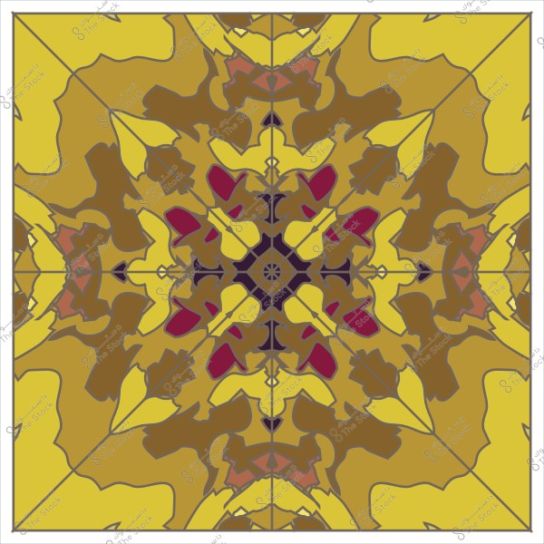 نمط هندسي ملون بأشكال متناسقة بألوان الأصفر والبني والأحمر.