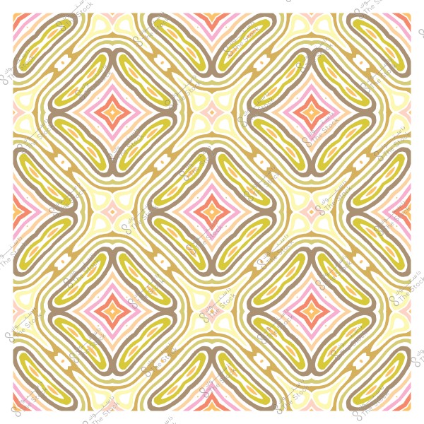 نمط هندسي متموج بألوان دافئة مثل الوردي والذهبي والأصفر والأبيض.