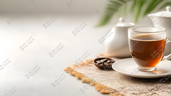 A lit candle and white flowers on a wooden table in a bright restaurant; perfect for blogs, websites, or home decor magazines