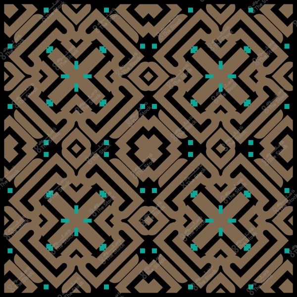 نمط هندسي مزخرف يأخذ شكل مربعات بنية اللون مع تفاصيل زرقاء.