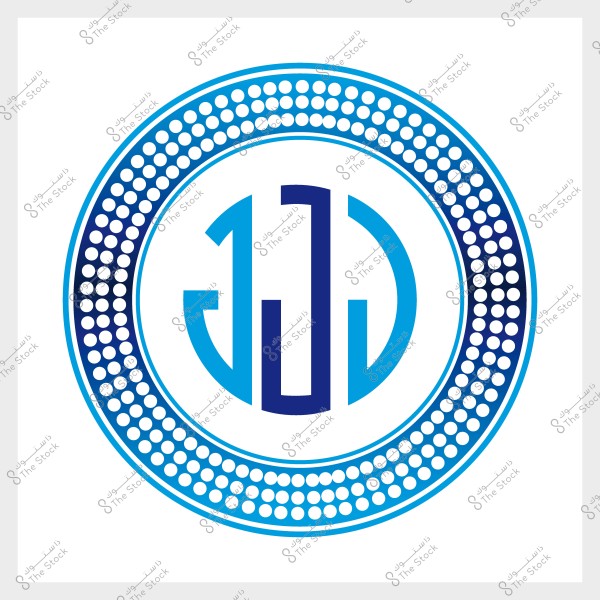 شعار يحتوي على حروف باللغة الإنجليزية مصممة بأسلوب شبه دائري بالألوان الزرقاء, ومحاطة بدائرة بها مجموعة من النقاط الزرقاء المتدرجة.

-