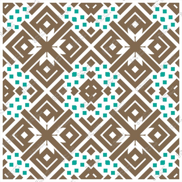 نمط هندسي إسلامي بخطوط بنية وزخارف خضراء في تصميم متكرر.