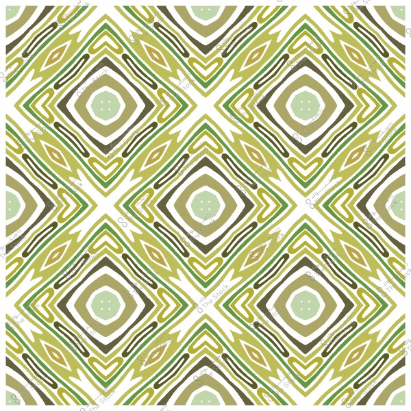 Repeated geometric pattern with diamond shapes in green and beige.
