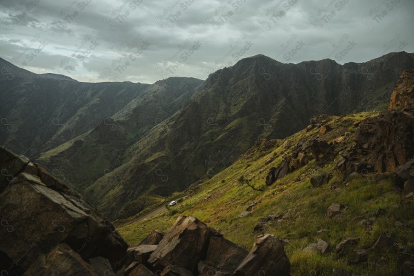 A snapshot of a series of mountains and green areas in the city of Abha, southern Saudi Arabia, nature in Saudi Arabia