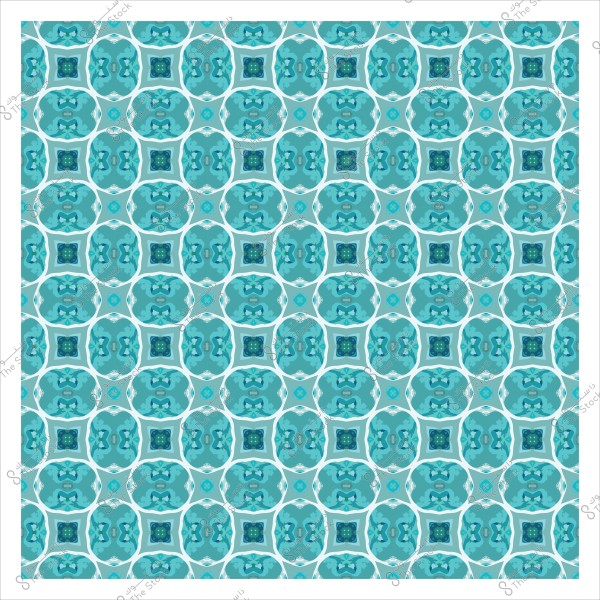 تصميم نمط هندسي متماثل بألوان الأزرق والأبيض.