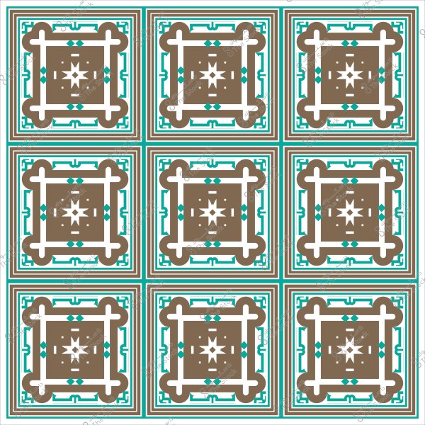 تصميم نمط هندسي إسلامي بني وأزرق مكرر.