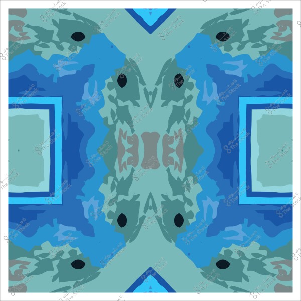 نمط تجريدي بألوان زرقاء وخضراء, يظهر تماثل مركزي مع تفاصيل هندسية.