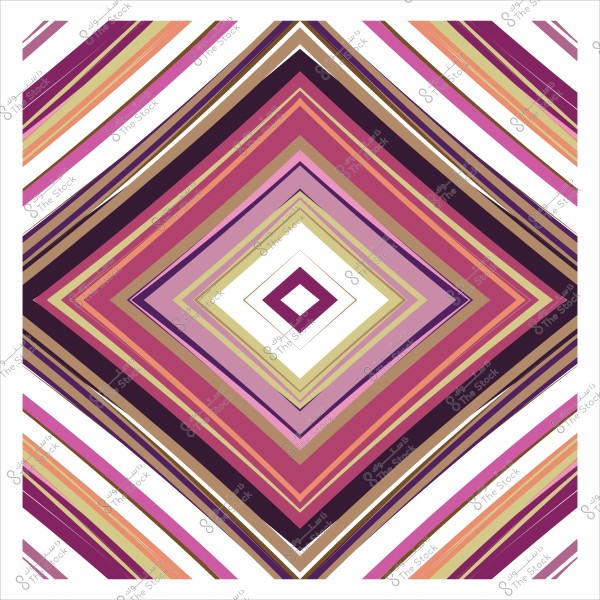 تصميم هندسي مكون من أشكال ماسية متداخلة بألوان متعددة تشمل الوردي والبني والأرجواني.