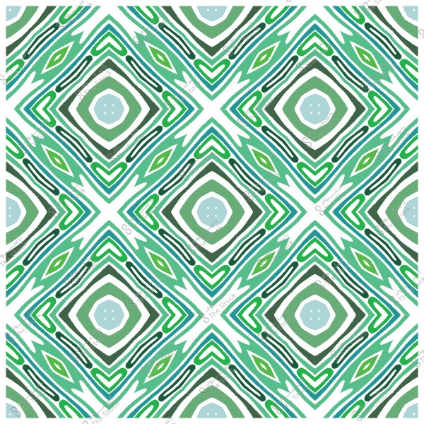 Geometric pattern in green and dark blue colors with repeating diamond shapes.