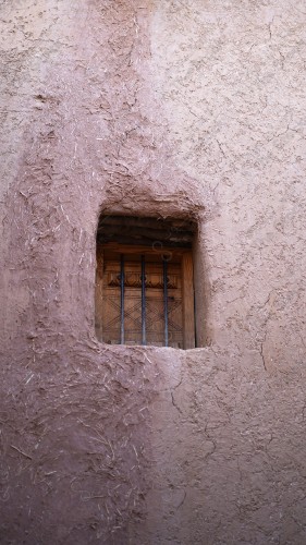 wooden window on mud house in Shaqra, Riyadh, Saudi Arabia