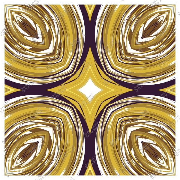 نمط مزخرف بألوان ذهبية وبنية على شكل نجمة وأشكال بيضاوية.