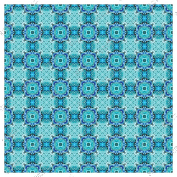 نمط متكرر بأشكال هندسية وألوان زرقاء وخضراء متداخلة بأسلوب فسيفساء.