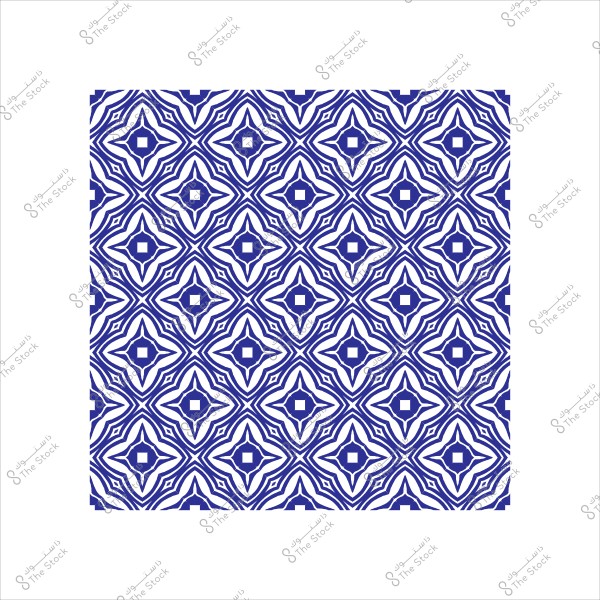 نمط زخرفي أزرق وأبيض مع تصميمات هندسية متماثلة.