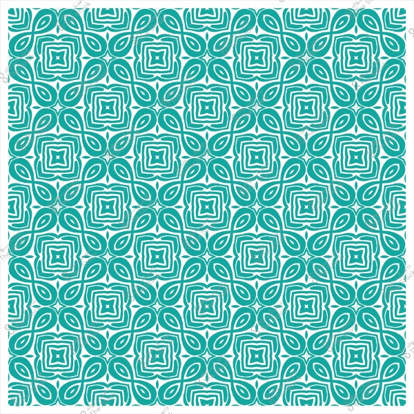 نمط هندسي أخضر متماثل يحتوي على أشكال مربعة ودوائر متداخلة بتصميم متكرر.
