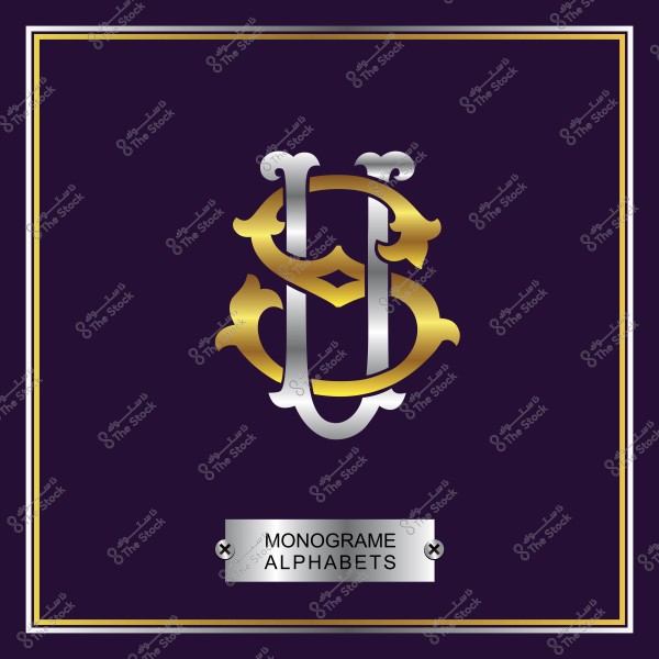 شعار مبهم بخطوط ذهبية وفضية مع خلفية داكنة, مكتوب عليه \"MONOGRAM ALPHABETS\".