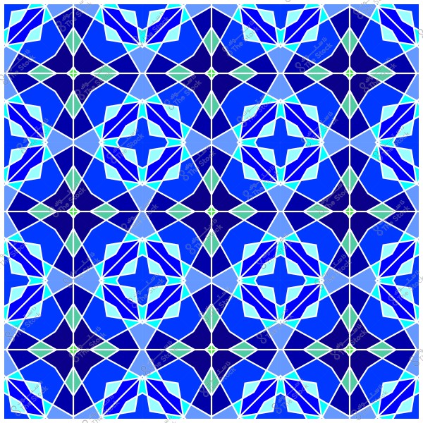 نمط هندسي متماثل بألوان زرقاء وخضراء.