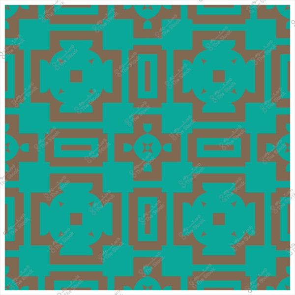 نقش هندسي بألوان فيروزي وبني