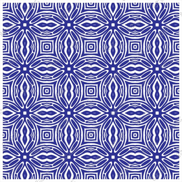 تصميم بنمط هندسي أزرق وأبيض مكرر يتضمن أشكال مربعة وزخارف متداخلة.