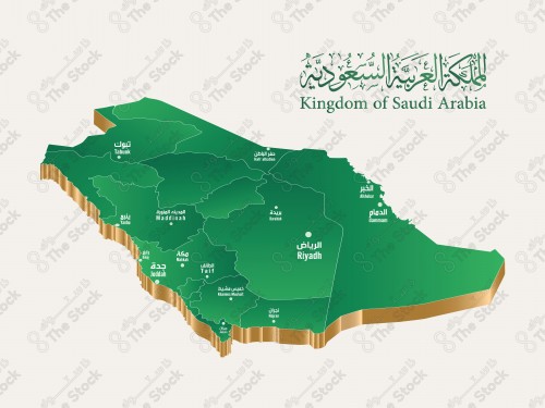 خريطة المملكة العربية السعودية، تجسيم ثلاثي الأبعاد، فيكتور