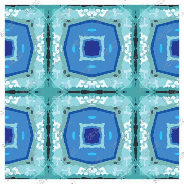 تصميم نمط هندسي متماثل بألوان زرقاء ومرنّة.