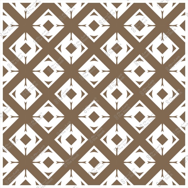 نمط هندسي بني وأبيض بتصميم متقاطع مكون من أشكال معينية.