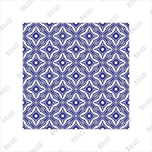 نمط زخرفي أزرق وأبيض بتصميم هندسي متكرر.