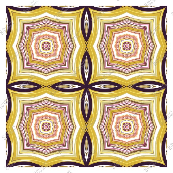 نمط متكرر بألوان ذهبية ووردية وأشكال هندسية متداخلة.