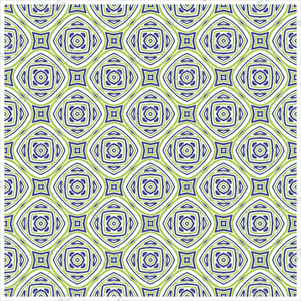 نمط هندسي متماثل بألوان زرقاء وخضراء بأشكال مربعة ودائرية.