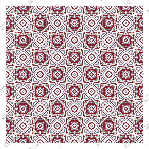 نمط مزخرف هندسي بأشكال مربعة مكررة بألوان حمراء وخضراء وزرقاء.