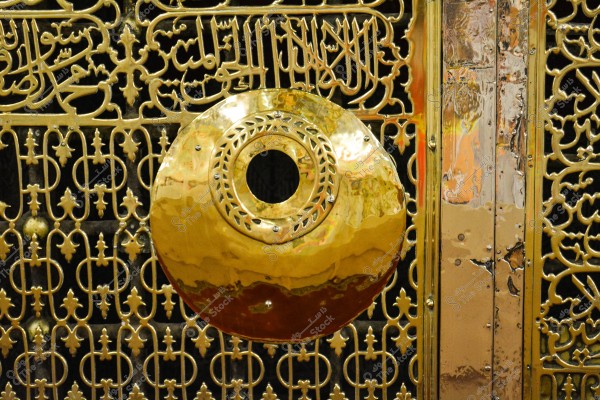 Medina Saudi Arabia Jun 15 2015: Prophet Mohammed Mosque Peace be upon him PBUH , inside Al Masjid an Nabawi - Rawdah Mubarak Riadhul Jannah mehrab