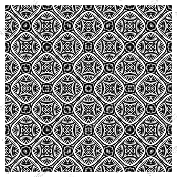 Black and white geometric pattern composed of interlocking circles and squares.