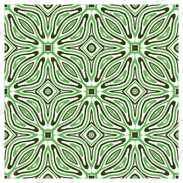 Symmetrical decorative pattern with green and brown lines