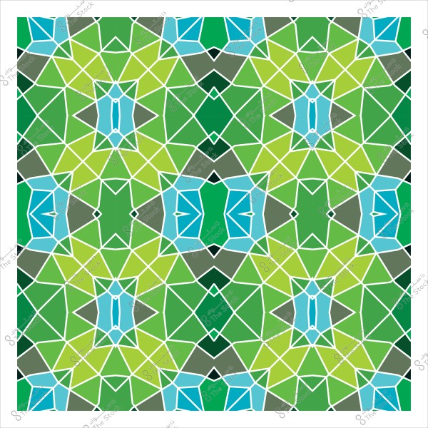 تصميم زخرفي هندسي بألوان خضراء وزرقاء متداخلة.