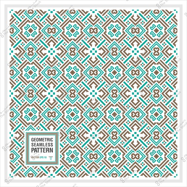 Geometric seamless pattern in blue and brown colors.