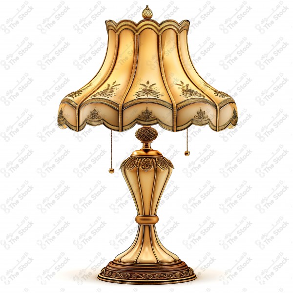 A classic table lamp with an ornate base and a lampshade adorned with floral decorations. by AI