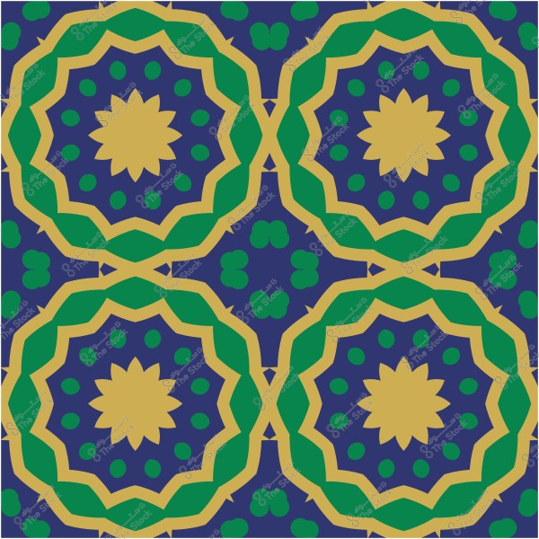 نمط إسلامي هندسي بألوان الأزرق والأصفر والأخضر.