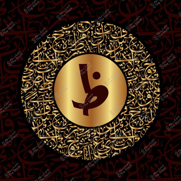صورة تحتوي على حرف "ظ" باللون البني الداكن محاط بدائرة ذهبية اللون تتوسط تصميمًا للخط العربي, حيث تتشابك الكلمات بأسلوب معقد على خلفية بنية داكنة.

-