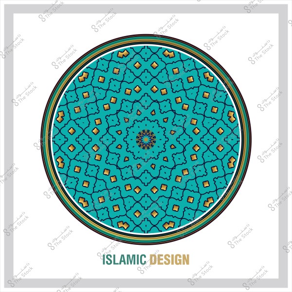 Circular Islamic design with blue and gold colors