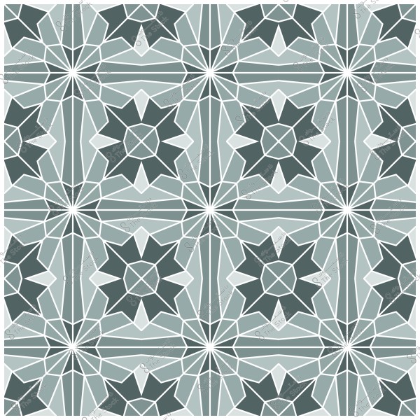 تصميم هندسي مستوحى من الزخرفة الإسلامية بألوان خضراء وزرقاء معقدة