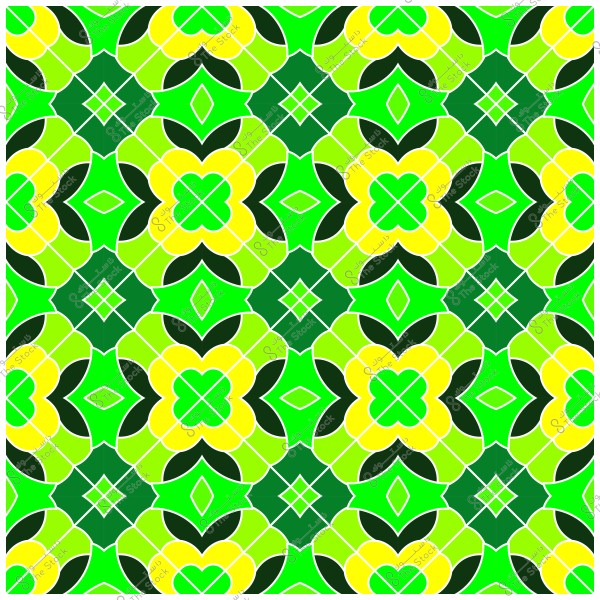 نمط هندسي متماثل بألوان خضراء وصفراء.