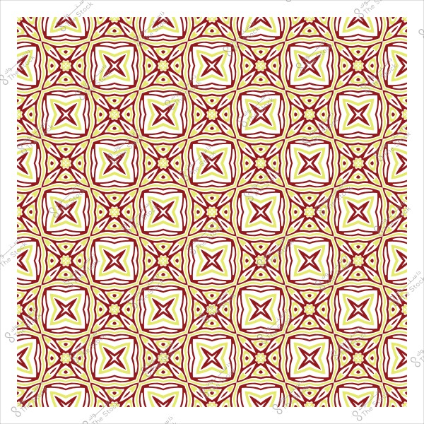 نمط هندسي متكرر بألوان حمراء وخضراء وبيضاء بتصميم زخرفي.