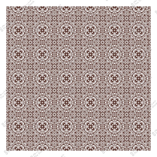 نمط هندسي متماثل باللونين البني والأبيض, يتكون من أشكال دائرية وزخارف نباتية.