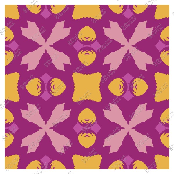 نمط زخرفي هندسي بألوان أرجوانية وصفراء ووردية.