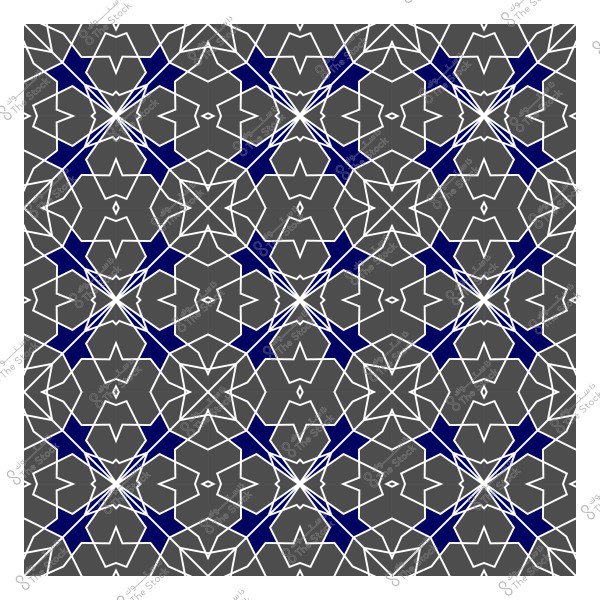 صورة تعرض نمطًا هندسيًا إسلاميًا تقليديًا يتكون من أشكال هندسية متداخلة ومتكررة بألوان زرقاء وبيضاء ورمادية. يتميز التصميم بتعقيده وتداخل خطوطه ليشكل نمطًا متناسقًا وجذابًا للعين.

-