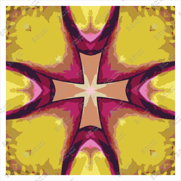 نمط هندسي ملون بتدرجات الأصفر والوردي يشبه الزهرة.