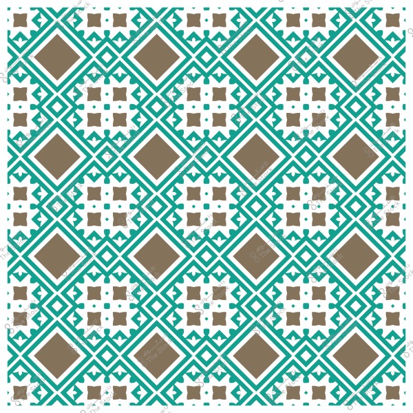 Islamic geometric pattern with blue and brown colors repeating symmetrically.